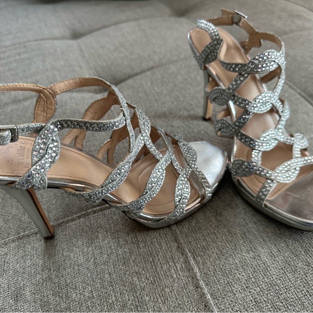 Elegant Silver Strappy Heels